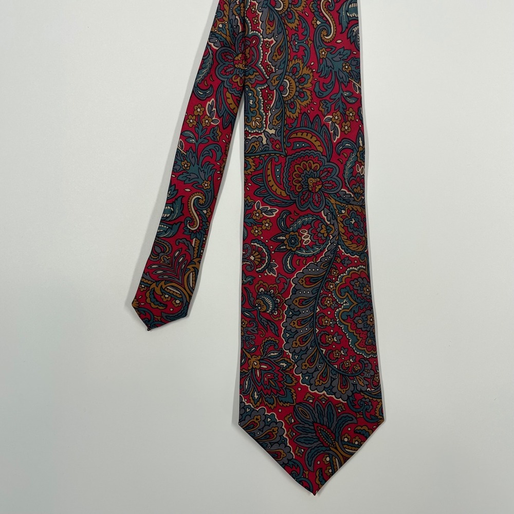 Clubfellow Red Paisley Silk Made in Italy Necktie Mens OS